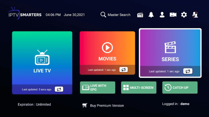 Samsung Smart TV displaying IPTV service Malta interface